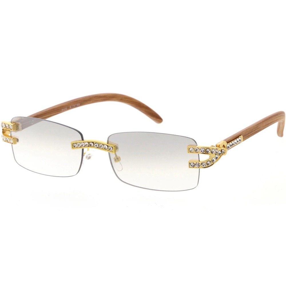Women's Frameless Gold Accent Sunglasses Gradient Lenses Clear Tinted Gafas 2026 - Picture 3 of 5